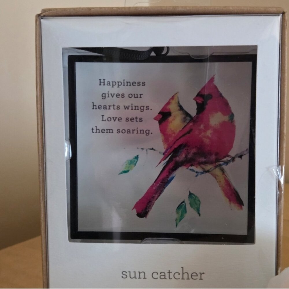 NWT DEMDACO Red Cardinal Iron and Glass Square Suncatcher - Picture 6 of 10